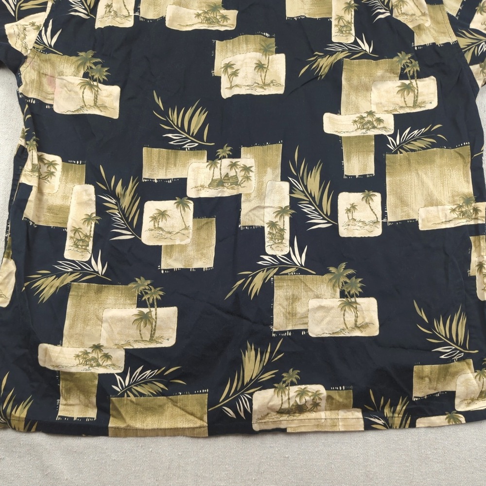 Bamboo Cay Shirt Mens Extra Large Black Floral Hawiian Palm Beachy Casual - Picture 10 of 11